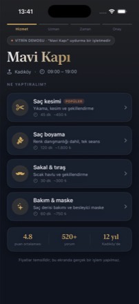 Mavi Kapı randevu uygulamasından ekran
